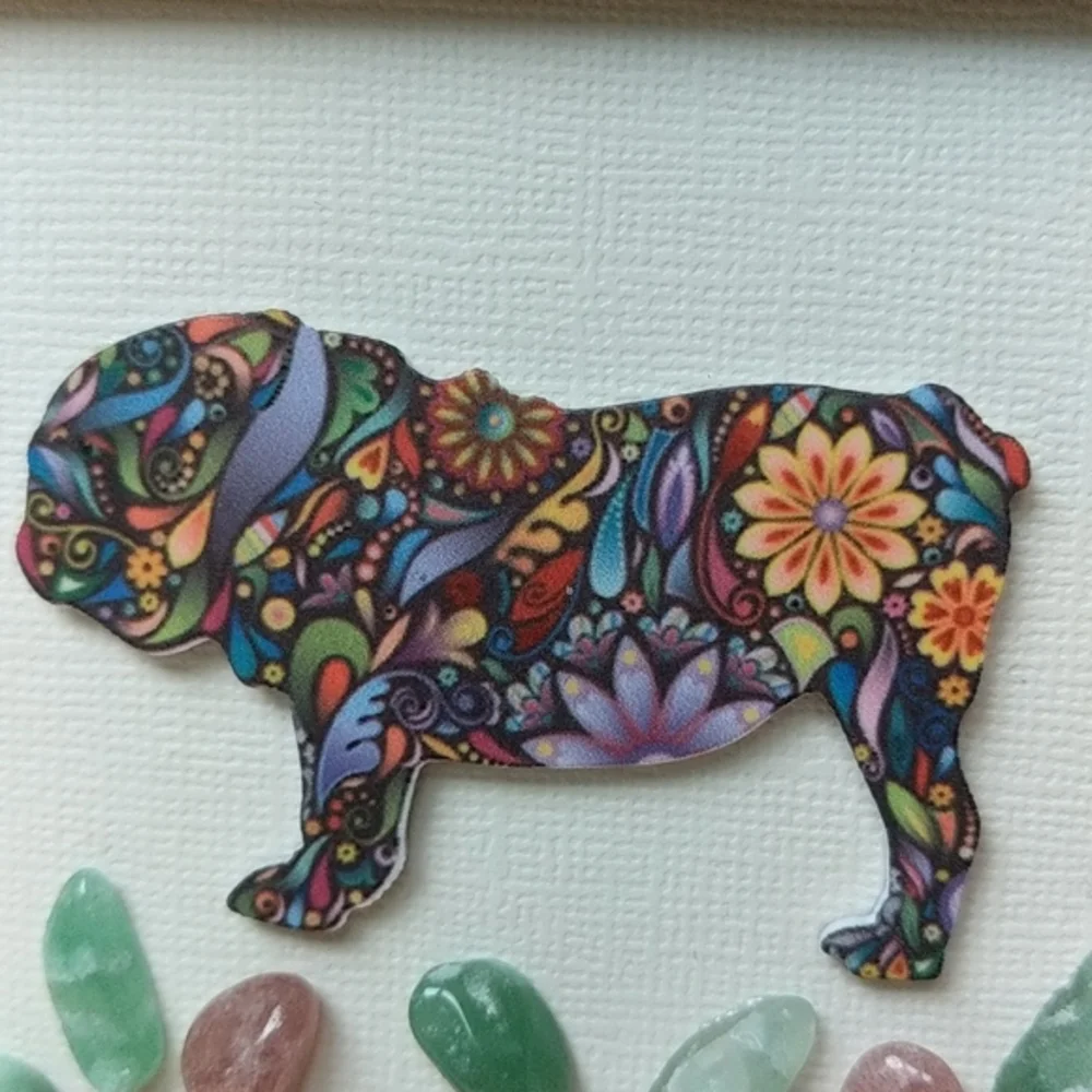 Pug or Bulldog art framed jewelry art jewelry collage mosaic Crossposted Home - Picture 2 of 11